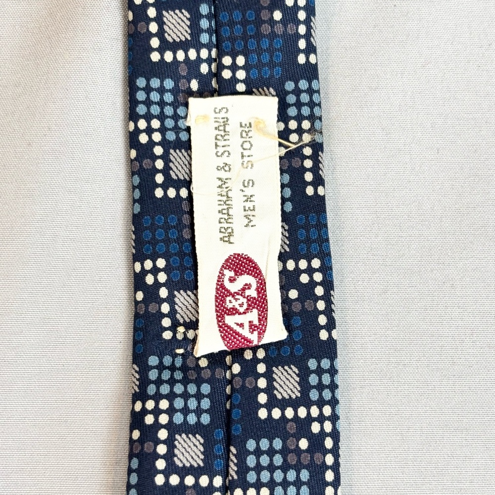 Vintage Yves Saint Laurent Silk Necktie Blue Geometric Print 1980s - Picture 8 of 8